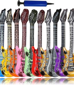 Pack of 11 Inflatable Guitar, Inflatable Instruments Toy Set, Colourful Inflatable Guitar Inflatable Party Props