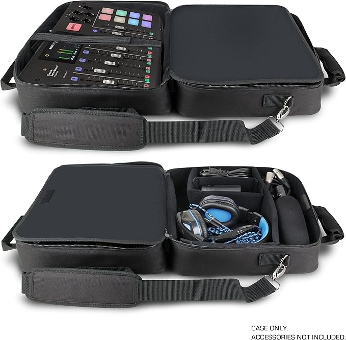 Audio Mixer Bag – Podcast Mixer Travel Bag with Scratch-Resistant Interior and Adjustable Storage – Compatible with RODECaster Pro, RODECaster Pro II and More Devices (Black), black, Modern