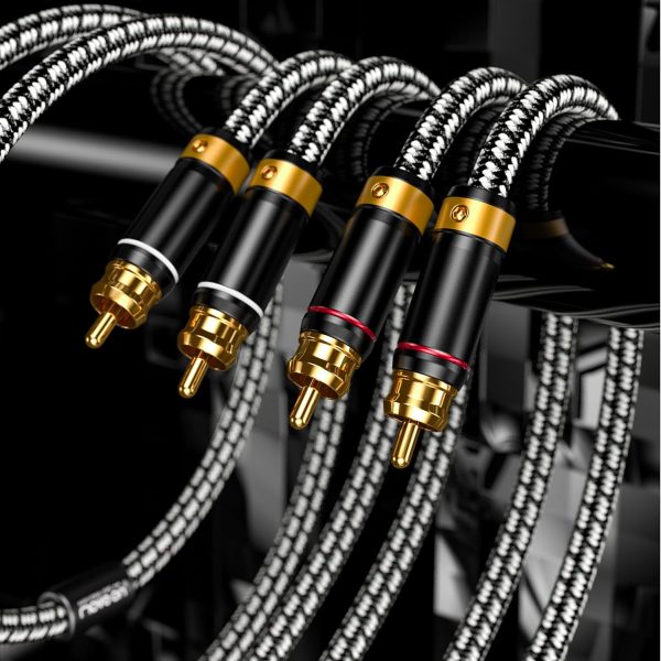 Audiophiles RCA Cable, 2RCA Male to 2RCA Male HiFi System Silvered-Plated Copper core with ferrite cores, Diameter 6.5mm (2m (6.5 Feet)) - Image 2
