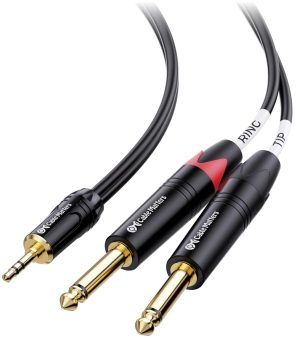 Cable Matters 3.5mm TRS to Dual 6.35mm TS Breakout Cable - 6ft, 1/8 to 1/4 Stereo Cable, 3.5mm to 1/4 Y Splitter Cord