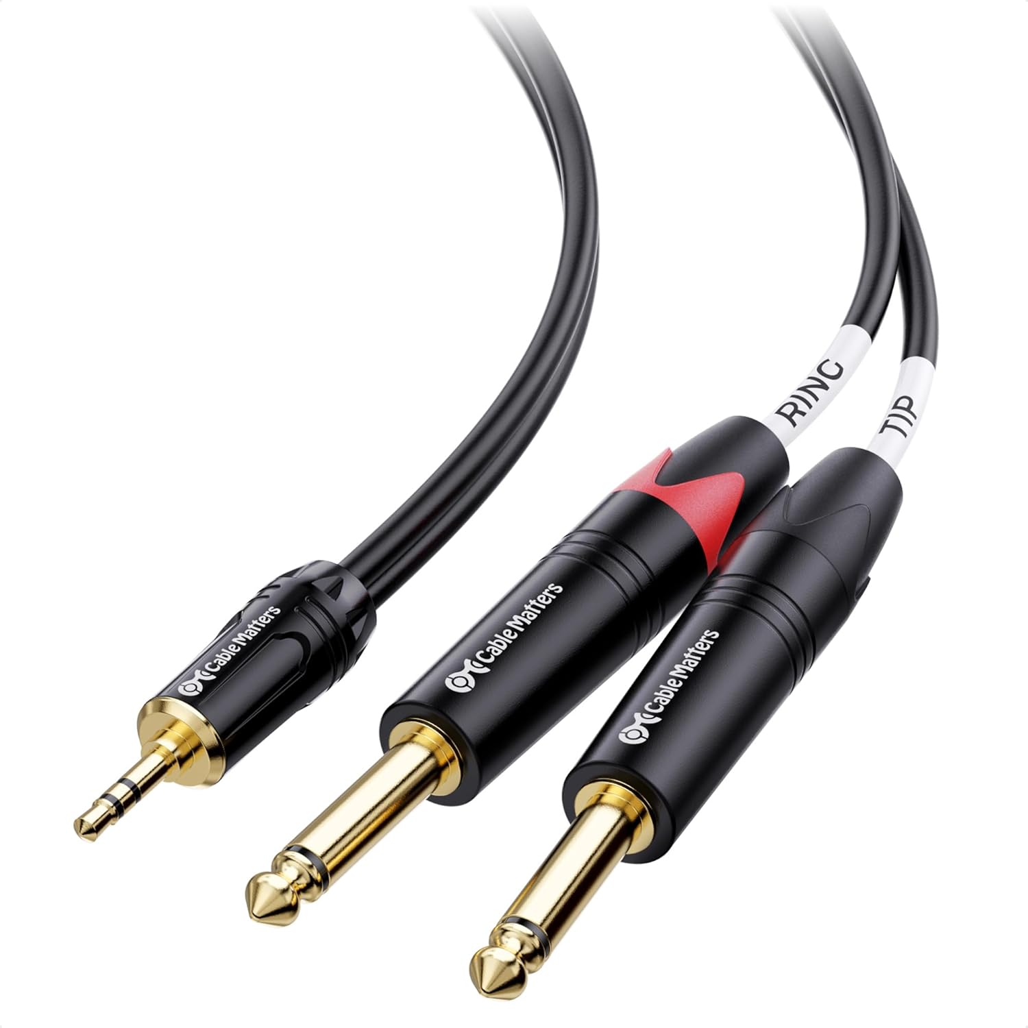 Cable Matters 3.5mm TRS to Dual 6.35mm TS Breakout Cable – 6ft, 1/8 to 1/4 Stereo Cable, 3.5mm to 1/4 Y Splitter Cord