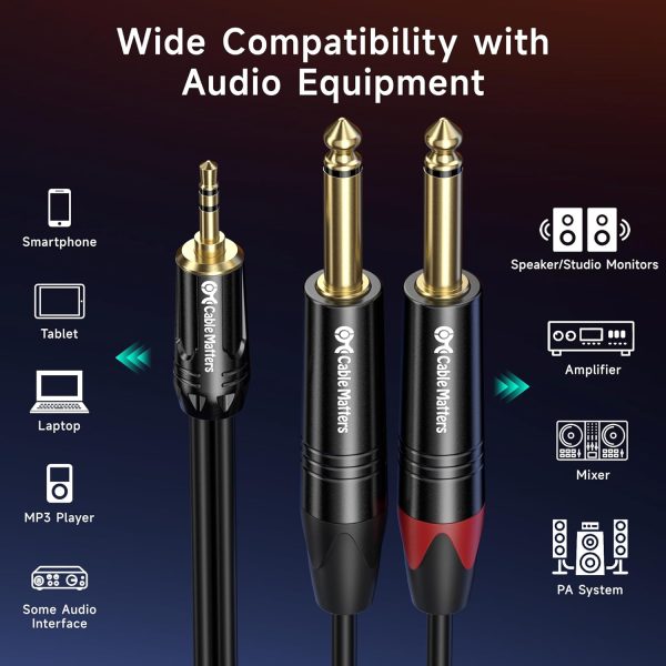 Cable Matters 3.5mm TRS to Dual 6.35mm TS Breakout Cable - 6ft, 1/8 to 1/4 Stereo Cable, 3.5mm to 1/4 Y Splitter Cord - Image 5