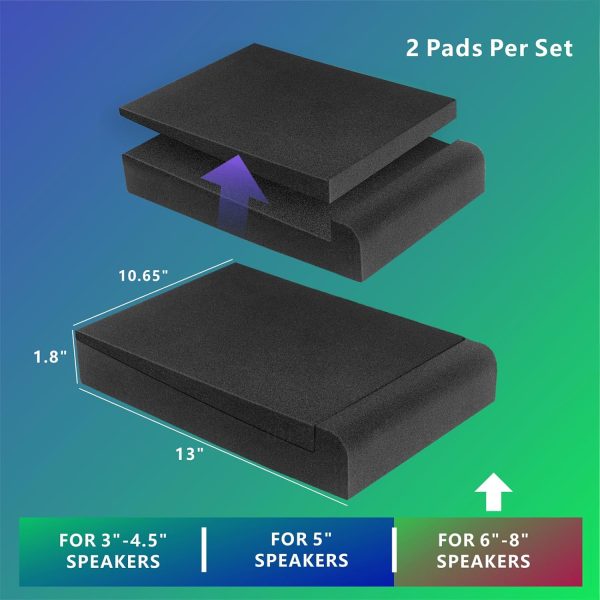 JBER 2 Pack Acoustic Isolation Pads, Studio Monitor Speaker Isolation Foam Pads, High Density Acoustic Foam Suitable for 6-8 Inch Speakers for Sound Improvement Prevent Vibrations (13 * 10.65 * 1.8") - Image 3