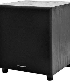 Monoprice 60-Watt Powered Subwoofer - 8 Inch With Auto-On Function, For Studio And Home Theater Black