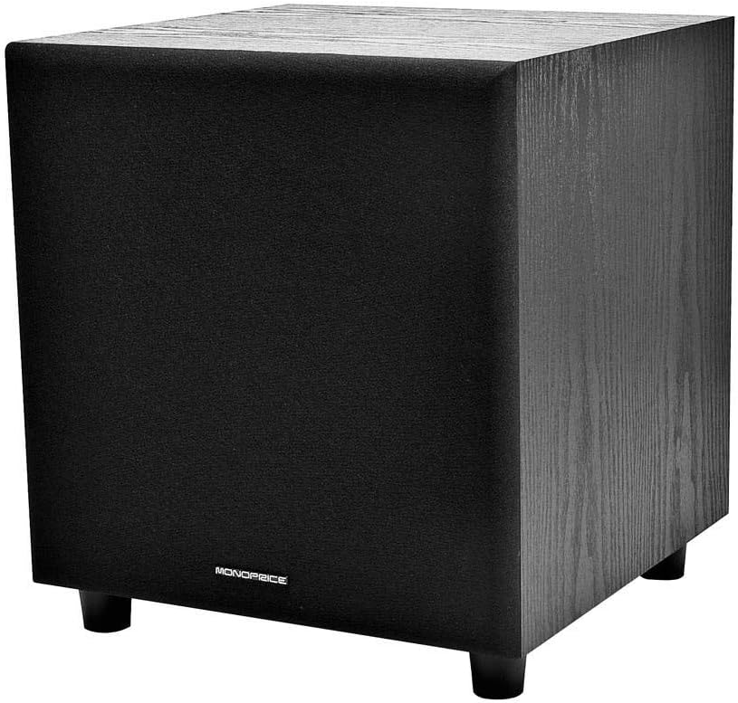 Monoprice 60-Watt Powered Subwoofer – 8 Inch With Auto-On Function, For Studio And Home Theater Black