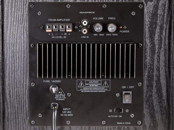 Monoprice 60-Watt Powered Subwoofer - 8 Inch With Auto-On Function, For Studio And Home Theater Black - Image 3