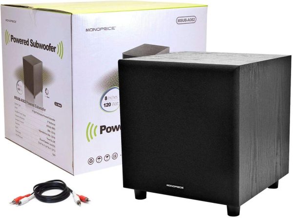 Monoprice 60-Watt Powered Subwoofer - 8 Inch With Auto-On Function, For Studio And Home Theater Black - Image 5
